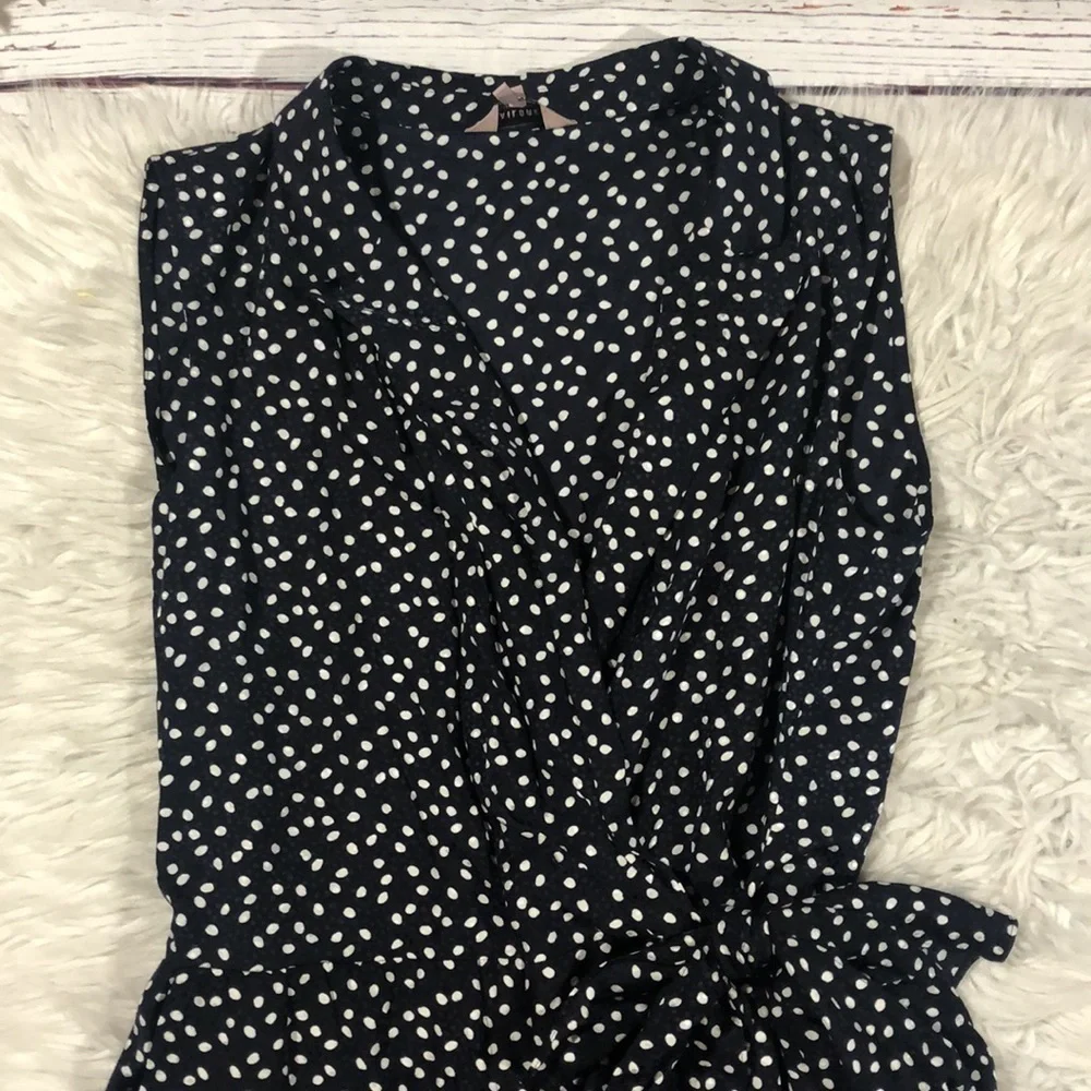 Tailored Rebecca Taylor Pearl Dot Jacquard Faux Wrap Silk Blend Jumpsuit